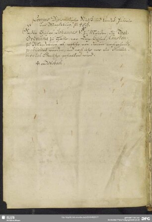 IIv: bibliograph. Eintrag von einer Hand der 2. Hälfte des 18. Jh.s