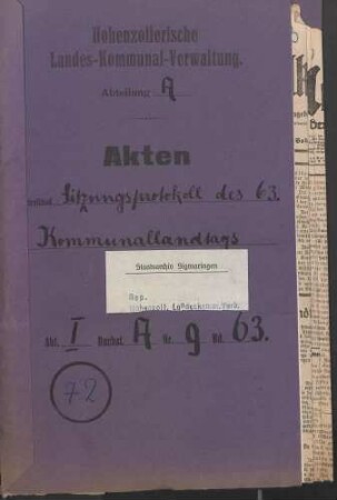 Außerordentlicher Landtag - Bd. 63