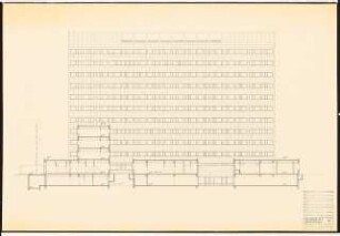 Gartenanlagen an der Anstaltskirche mit Klausur und an der Frauenklinik der Universität Köln, Köln: Gebäude: Nordansicht Bettenhaus 1:100