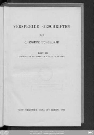 Deel3: Geschriften betreffende Arabie en Turkije