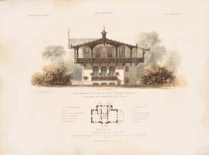 Gärtnerhaus für Herrn Bethmann-Hollweg, Runowo: Grundriss, Ansicht von der Giebelseite (aus: Architektonisches Skizzenbuch, H. 89/1, 1868)