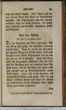 Der 125. Psalm. Ein Lied im höhern Chor