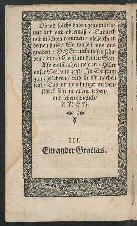 III. Ein ander Gratias.