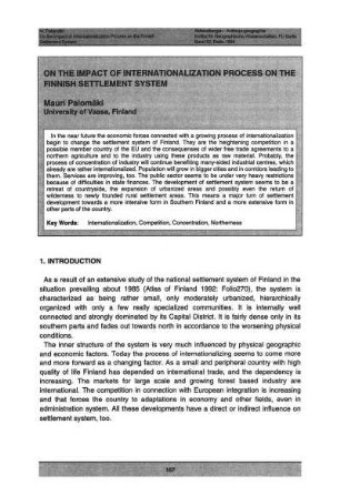 On the Impact of internationalization process on the Finnish settlement system