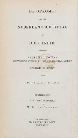 Deel 12: De opkomst van het Nederlandsch gezag in Oost-Indie