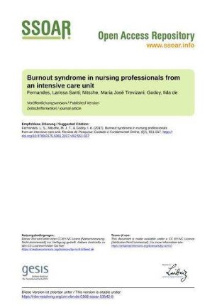 Burnout syndrome in nursing professionals from an intensive care unit
