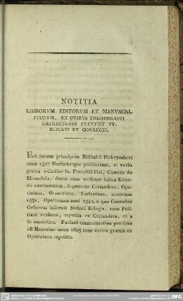 Notitia Librorum Editorum Et Manuscriptorum, Ex Quibus Theophrasti Characteres Fuerunt Publicati Et Correcti