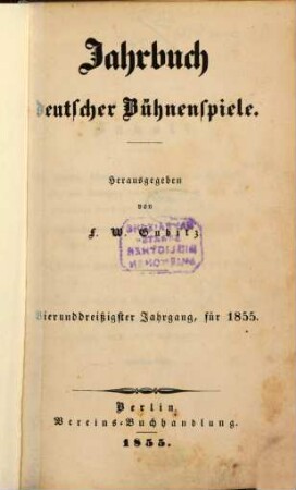 Jahrbuch deutscher Bühnenspiele. 34, 34. 1855