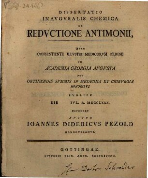 Diss. inaug. chem. de reductione antimonii