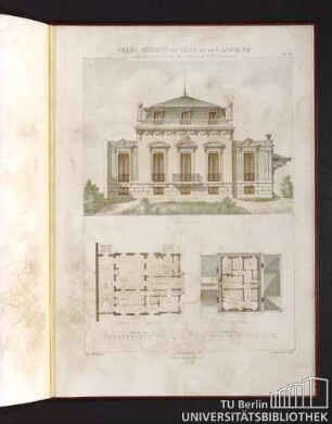 Villas, maisons de ville et de campagne. Composées sur les motifs des maisons de Paris moderne. Élévation. Rez-de-chaussée. 1er Etage.