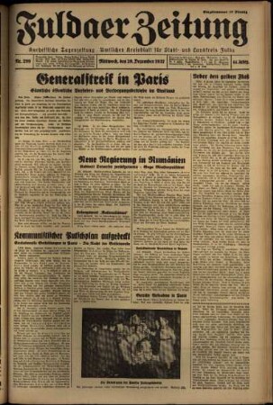 Erste Ausgabe vom Mittwoch, den 29. Dezember 1937.