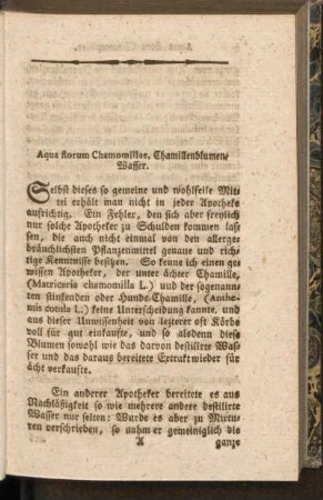 Aqua florum Chamomillae