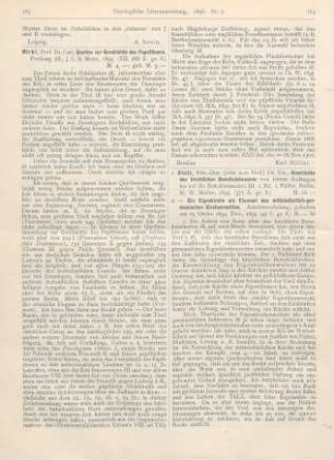 184-189 [Rezension] Stutz, Ulrich, Geschichte des kirchlichen Benefizialwesens von seinen Anfängen bis auf die Zeit Alexander III. I. Bd