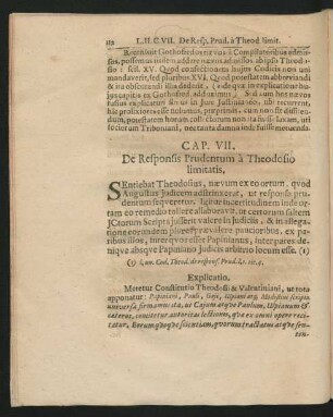 Cap. VII. De Responsis Prudentum a Theodosio limitatis.