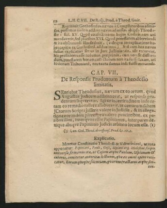 Cap. VII. De Responsis Prudentum a Theodosio limitatis.