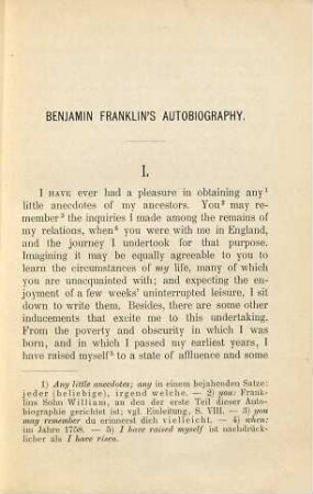 Benjamin Franklin's Autobiography : Mit Anmerkungen zum Schulgebrauch herausgegeben von. K. Mayer. [Franklin (Benj.)], 1