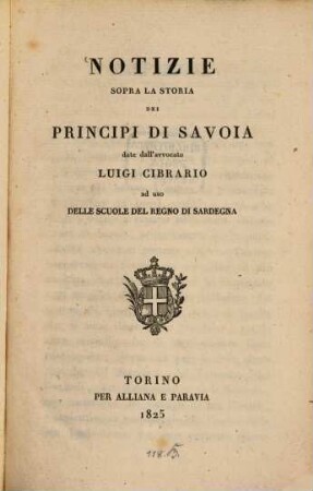 Notizie sopra la storia dei principi di Savoia