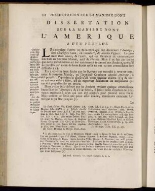 Dissertation sur la Maniere Dont L´Amerique a été Peuplée.