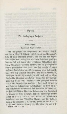 257-278 Die theologischen Censuren : erster Artikel