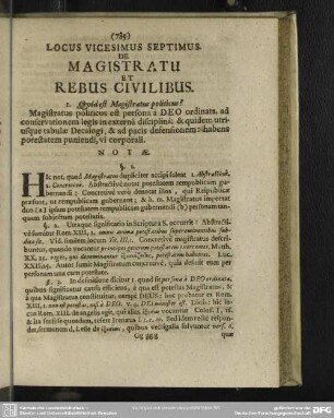 Locus Vicesimus Septimus De Magistratu Et Rebus Civilibus