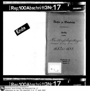 Instruktionen für die Gesandten zu den Kreistagen Enthält u.a.: Instruktion des Fürstbischofs Philipp II. Sigismund von Braunschweig-Wolfenbüttel für den Kölner Kreistag (1599 und 1600); Konzept einer Instruktion für den Kreistag in Lippe (1602); Konzept einer Instruktion für Graf Friedrich von dem Berge; Verschiedene Instruktionen Philipp II. Sigismunds; Instruktion des Osnabrücker Domkapitels und der Ritterschaft Osnabrück über Kontributionsangelegenheiten (1648)