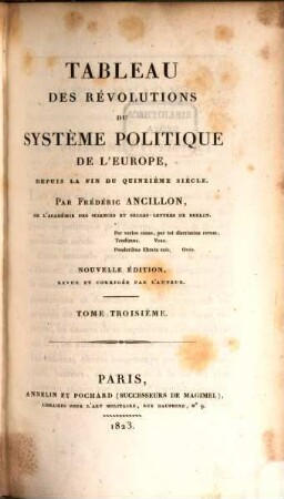 Tableau des révolutions du système politique de l'Europe, depuis la fin du quinzième siècle, 3