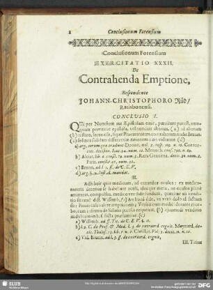 Conclusionum Forensium Exercitatio XXXII. De Contrahenda Emptione