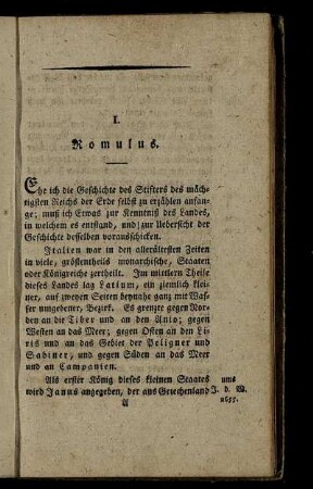 I. Romulus. - V. Lucius Tarquinius Priscus.