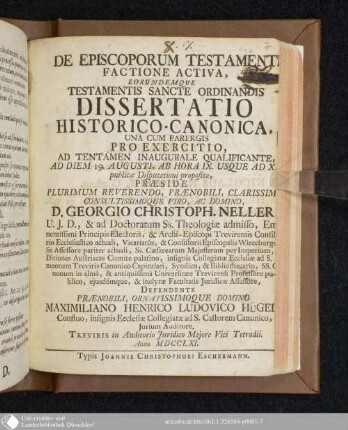 De Episcoporum Testamenti Factione Activa Eorundemque Testamentis Sancte Ordinandis : Dissertatio Historico-Canonica