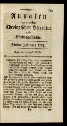 Acht und dreißigste Woche