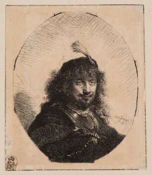 Selbstbildnis mit Federbusch und gesenktem Säbel