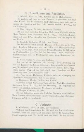 B. Unvollkommene Resultate.