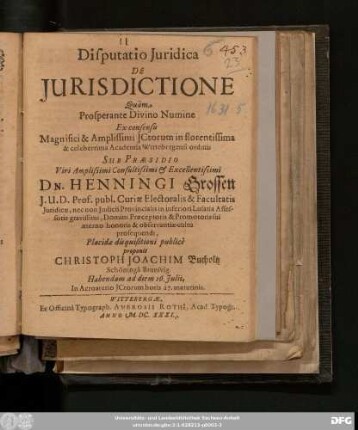 Disputatio Iuridica De Iurisdictione