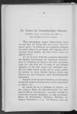 Der Neubau des Naturhistorischen Museums. (Architekten Semper und Krutisch, vergl. Seite 16).