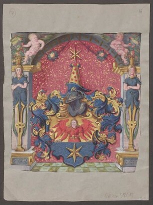 Ganzseitige Wappenminiatur aus einem Stammbuch - BSB Cod.icon. 518(13