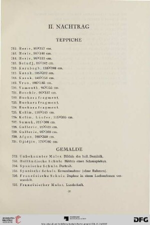 II. Nachtrag (Nr. 712-752)