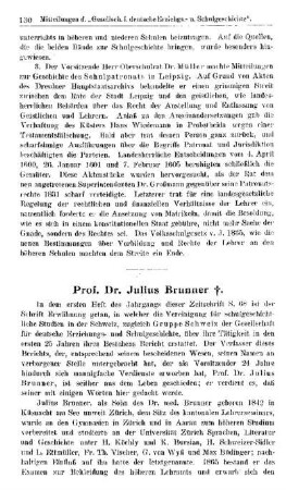 Prof. Dr. Julius Brunner : [Nachruf]