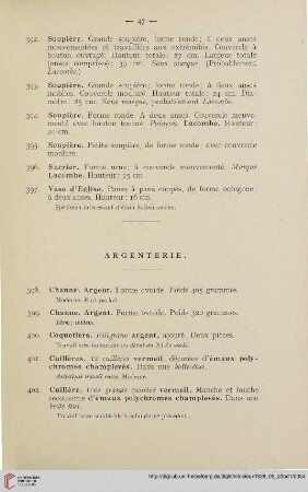 Argenterie (Nr.398-422)