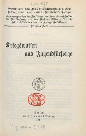 Kriegswaisen- und Jugendfürsorge