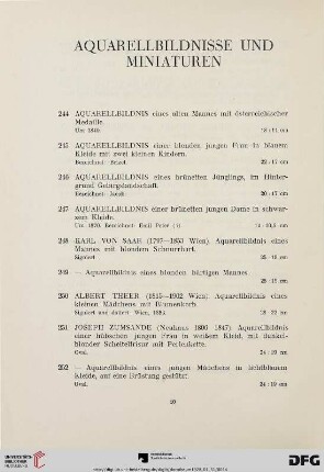 Aquarellbildnisse und Miniaturen (Nr. 244-262)
