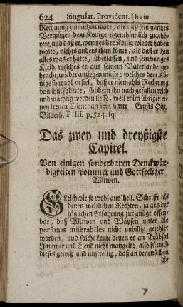 Das zwey und dreyßigste Capitel. Von einigen sonderbaren Denckwürdigkeiten frommer und Gottseeliger Witwen.