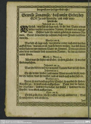 Gewisse Zeugnisse, daß unser Gebet bey GOtt Ja und Amen sey, und nicht unerhört bleibe