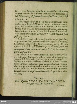Titulus 5. De Regibus Sive Principibus, Atque Magistratibus