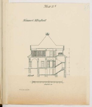 Brückenwärterhaus Monatskonkurrenz März 1916: Querschnitt 1:100; Maßstabsleiste