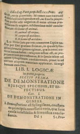 Sectio Prima. De Demonstratione Eiusque Speciebus, Et Effectibus.