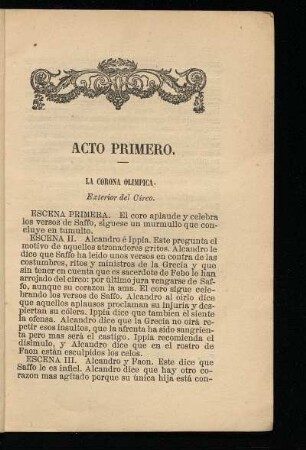 Acto primero : La corona olímpica