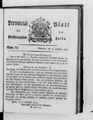 Num. 50, Ausgabe vom 15. Dezember 1819