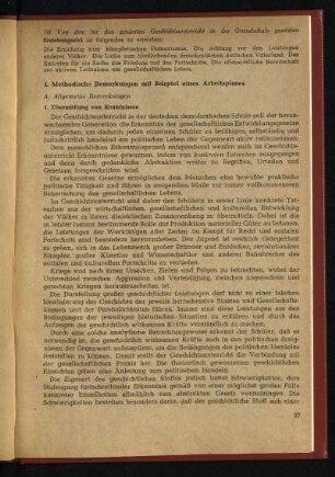 4. Methodische Bemerkungen mit Beispiel eines Arbeitsplanes