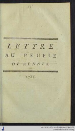 Lettre Au Peuple De Rennes