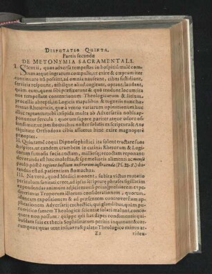 Disputatio Quinta. ... De Metonymia Sacramentali.